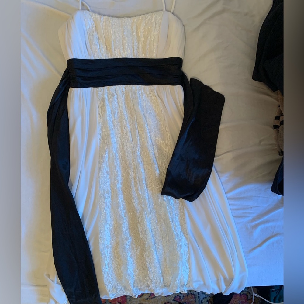 Black & white lace cocktail dress, small